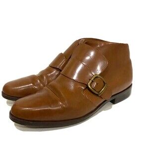 Nine West Women's 8 Brown Leather Monk Strap Ankle Boots Pointed Toe Dress Shoes